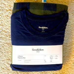 NWT Mens 2-pc Pajama Set, Navy & Green Plaid